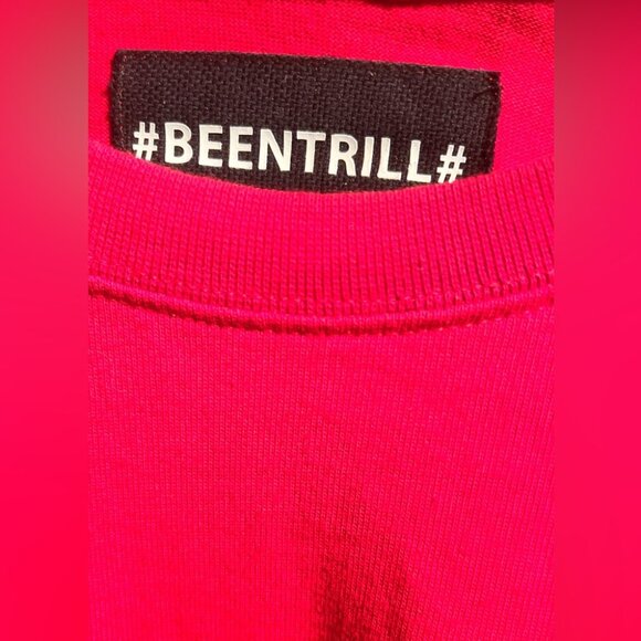 Vintage #BEENTRILL# Virgil Abloh athleisure trendy red crewneck streetwear top M - Picture 3 of 4